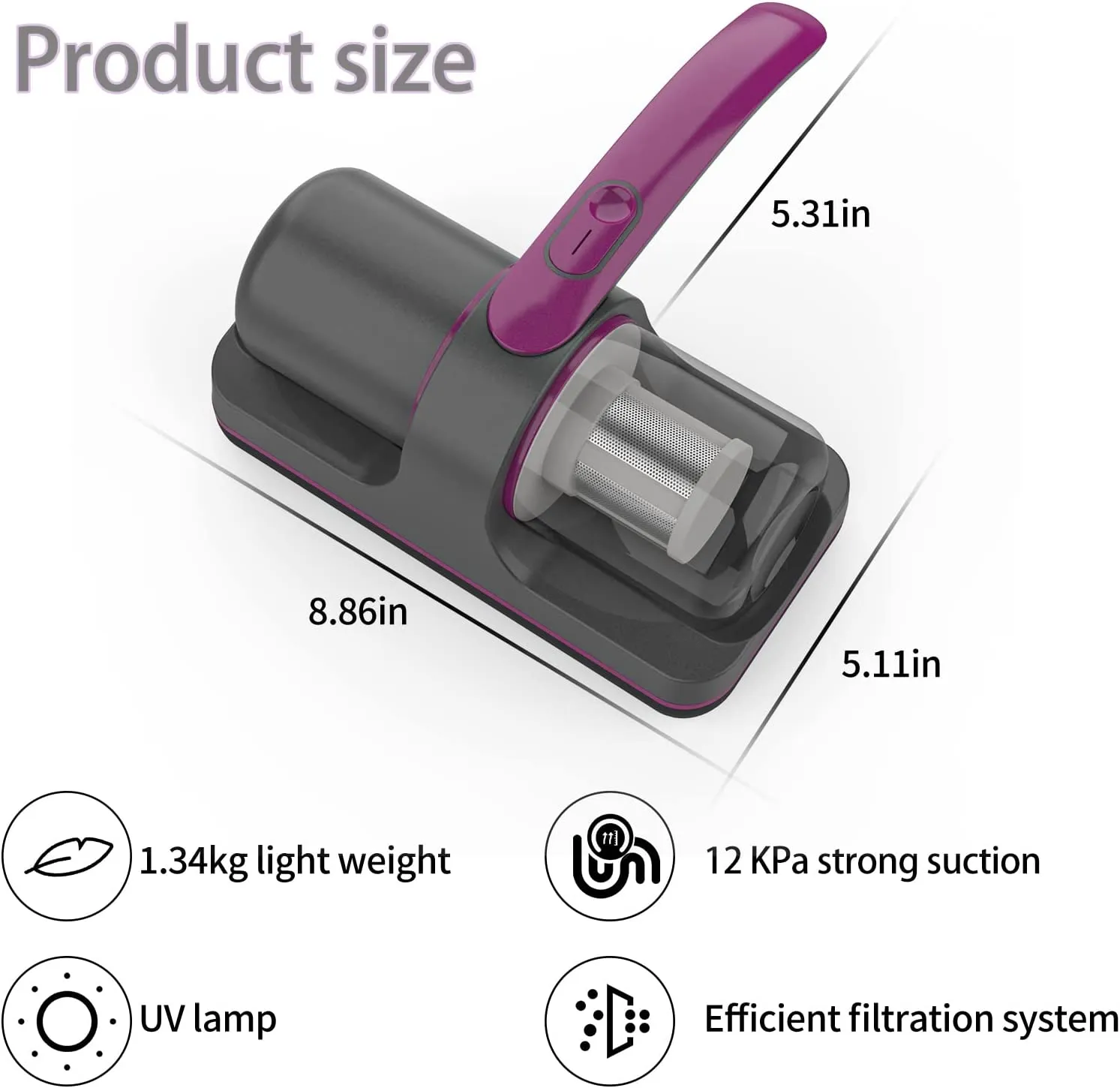 Wireless Mattress Vacuum Cleaner Cordless Handheld UVC Bed Dust Remover Indepth Cleaning Sofa Specialist 12Kpa Powerful Wireless Mattress Vacuum Cleaner Cordless Handheld UVC Bed Dust Remover Indepth Cleaning Sofa Specialist 12Kpa Powerful