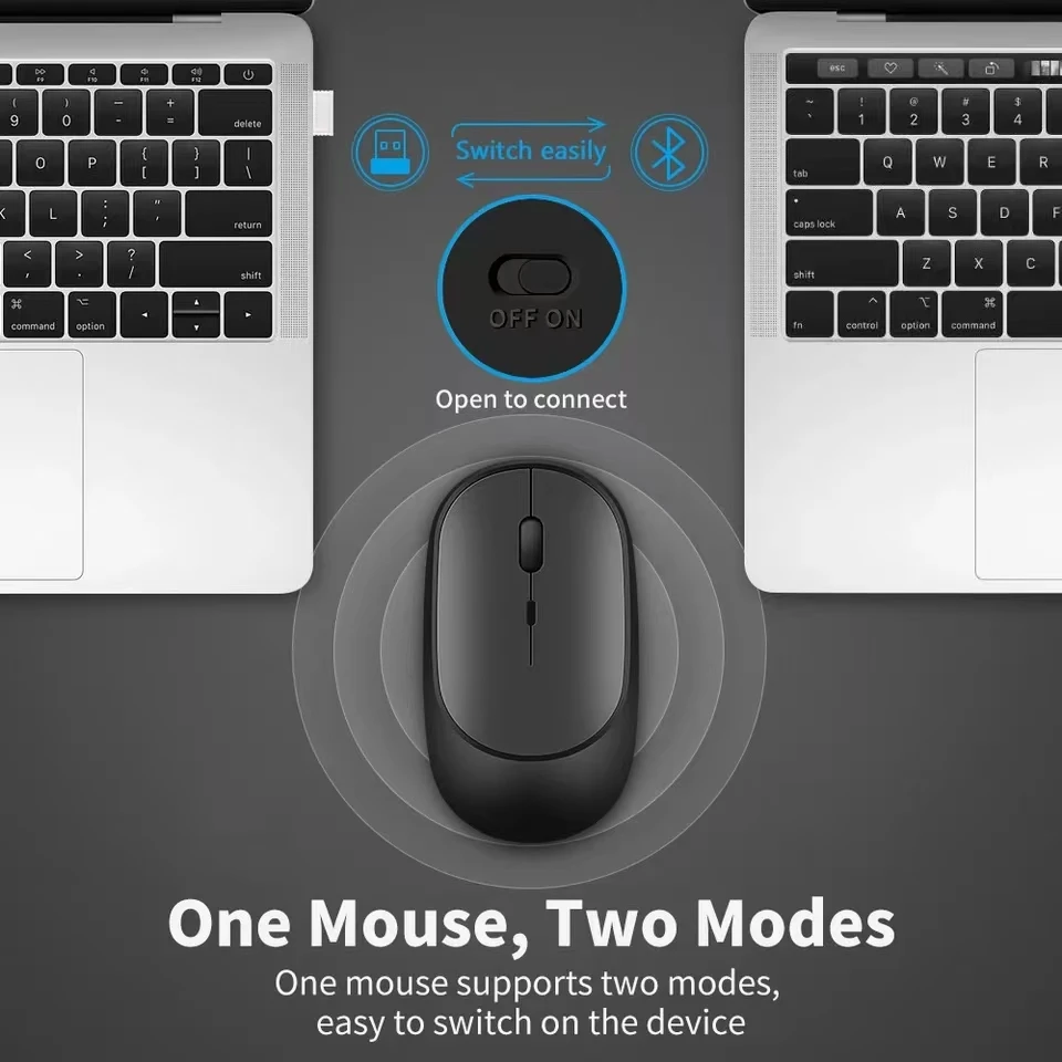 Wireless Mouse Rechargeable Mouse Gamer Dual Modes Bluetooth-compatible 2.4G USB Mute Mice For Laptop Pad Tablet