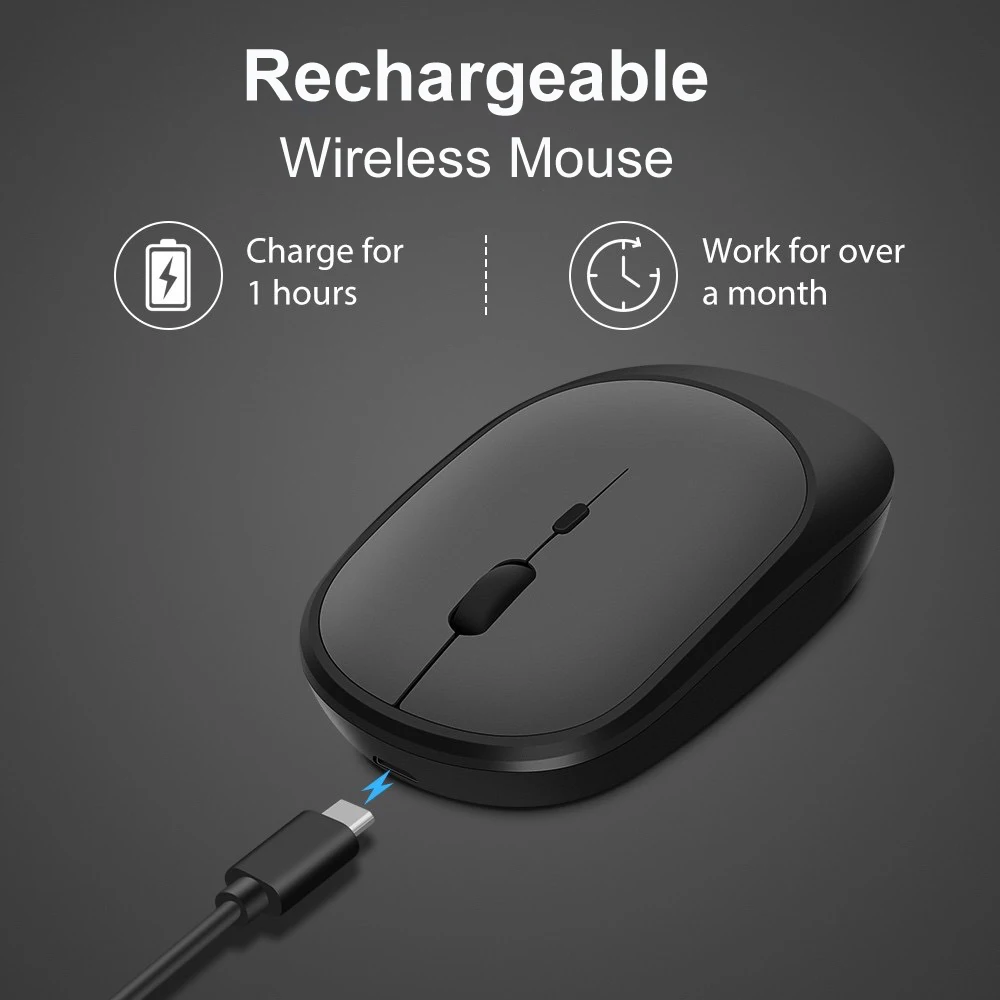 Wireless Mouse Rechargeable Mouse Gamer Dual Modes Bluetooth-compatible 2.4G USB Mute Mice For Laptop Pad Tablet