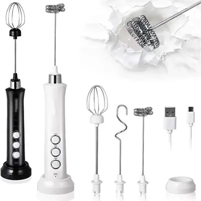 Wireless Rechargeable Electric Milk Frother – 3 Speeds, Handheld Foam Maker for Latte, Cappuccino, Hot Chocolate – USB Wireless Rechargeable Electric Milk Frother – 3 Speeds, Handheld Foam Maker for Latte, Cappuccino, Hot Chocolate – USB
