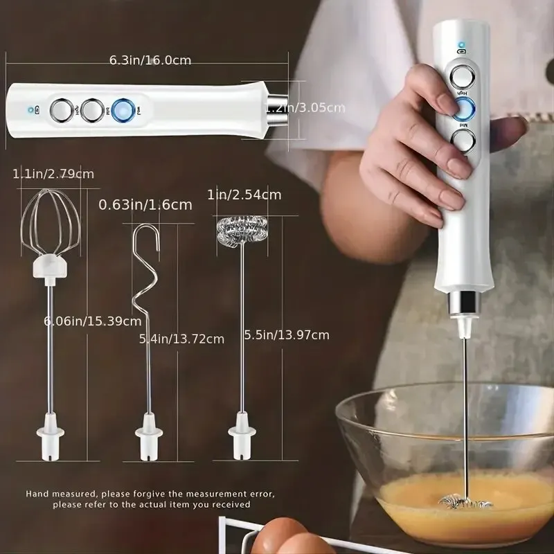 Wireless Rechargeable Electric Milk Frother – 3 Speeds, Handheld Foam Maker for Latte, Cappuccino, Hot Chocolate – USB Wireless Rechargeable Electric Milk Frother – 3 Speeds, Handheld Foam Maker for Latte, Cappuccino, Hot Chocolate – USB