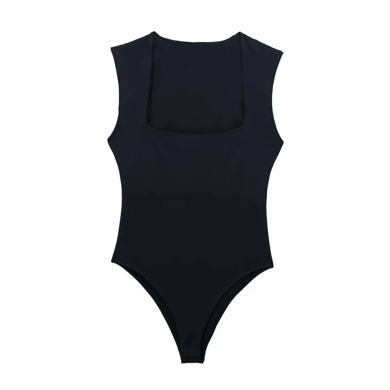 Woman Body Square Neck Sleeveless Bodysuit Women Blue White Sexy Tight Bodysuit Lingerie Bodycon Summer Tops