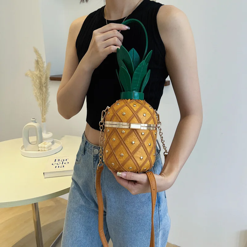 Women Bag Fashion Cute Pineapple Design Shoulder Bag Originality Design Ladys Crossbody Bag Metal Chain Handbag Women Bag Fashion Cute Pineapple Design Shoulder Bag Originality Design Ladys Crossbody Bag Metal Chain Handbag