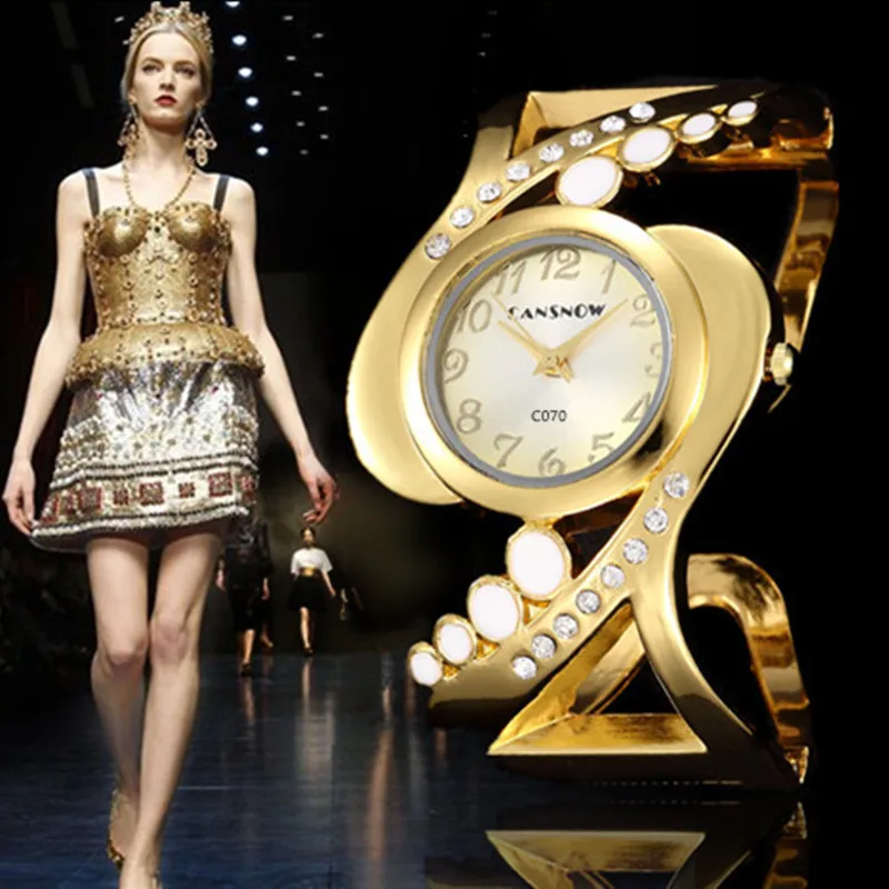 Women Bangle Wristwatch Quartz Crystal Luxury Relojes Rhinestone Fashion Female Watches Hot Sale Eleagnt Mujer Watch