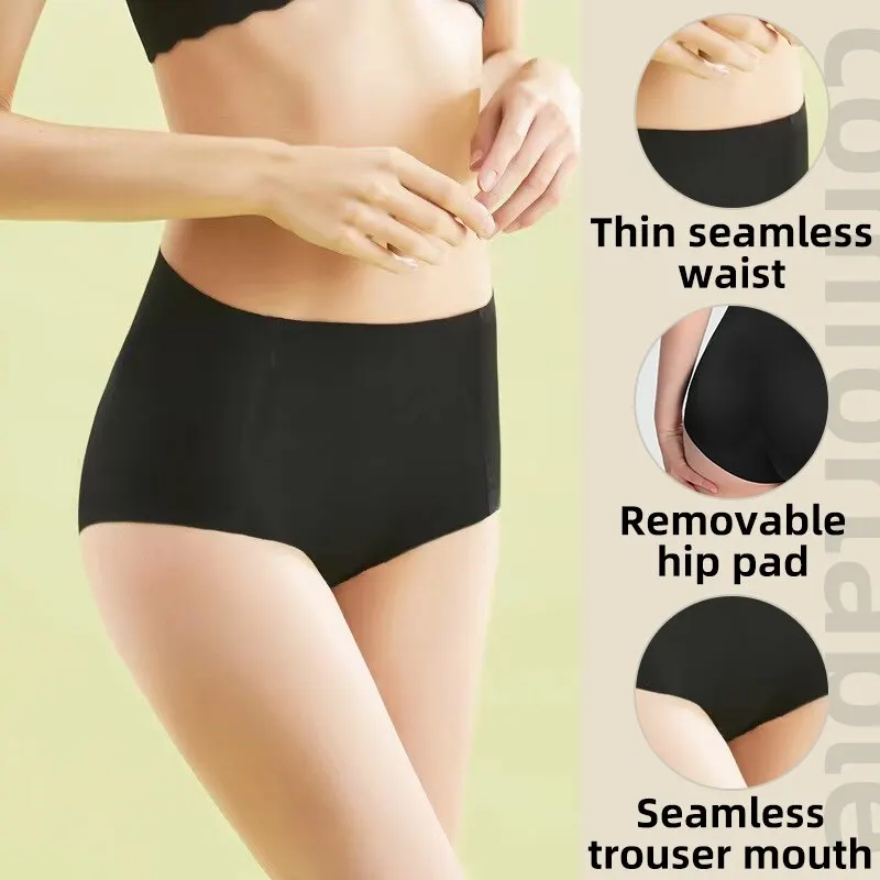 Women Control Panties Shapers Underwear M L XL Black Complexion Ice Silky Buttock Insertion Piece Type Low Waist Pants Women Control Panties Shapers Underwear M L XL Black Complexion Ice Silky Buttock Insertion Piece Type Low Waist Pants