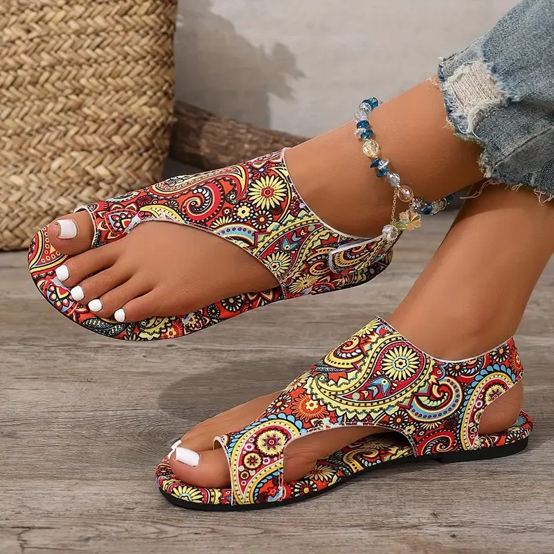 Women Flat Sandals Comfortable Flats Sandals Printed Bohemia Roman Style Shoes for Women Fashion Shoes Sandalias De Women Flat Sandals Comfortable Flats Sandals Printed Bohemia Roman Style Shoes for Women Fashion Shoes Sandalias De