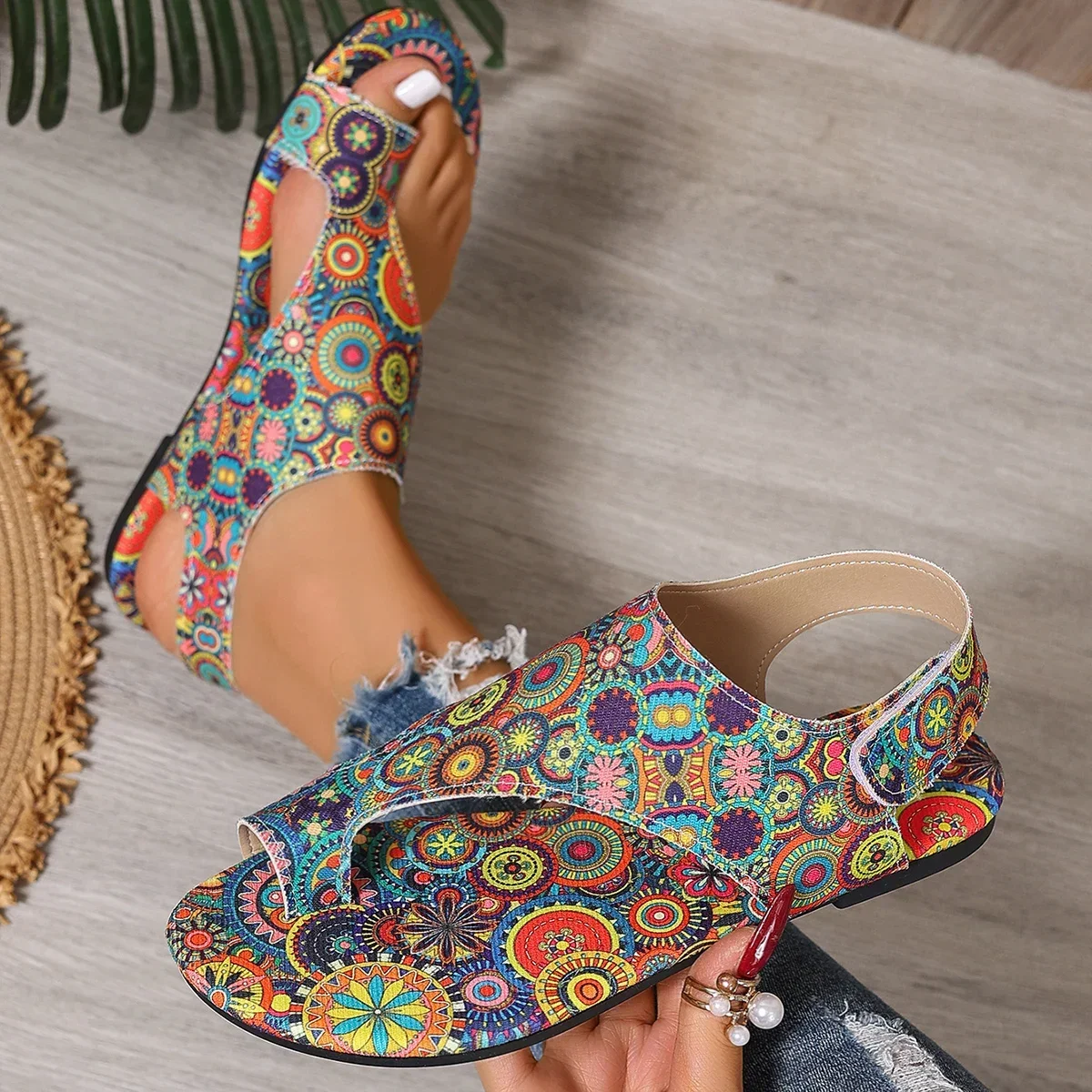 Women Flat Sandals Comfortable Flats Sandals Printed Bohemia Roman Style Shoes for Women Fashion Shoes Sandalias De Women Flat Sandals Comfortable Flats Sandals Printed Bohemia Roman Style Shoes for Women Fashion Shoes Sandalias De