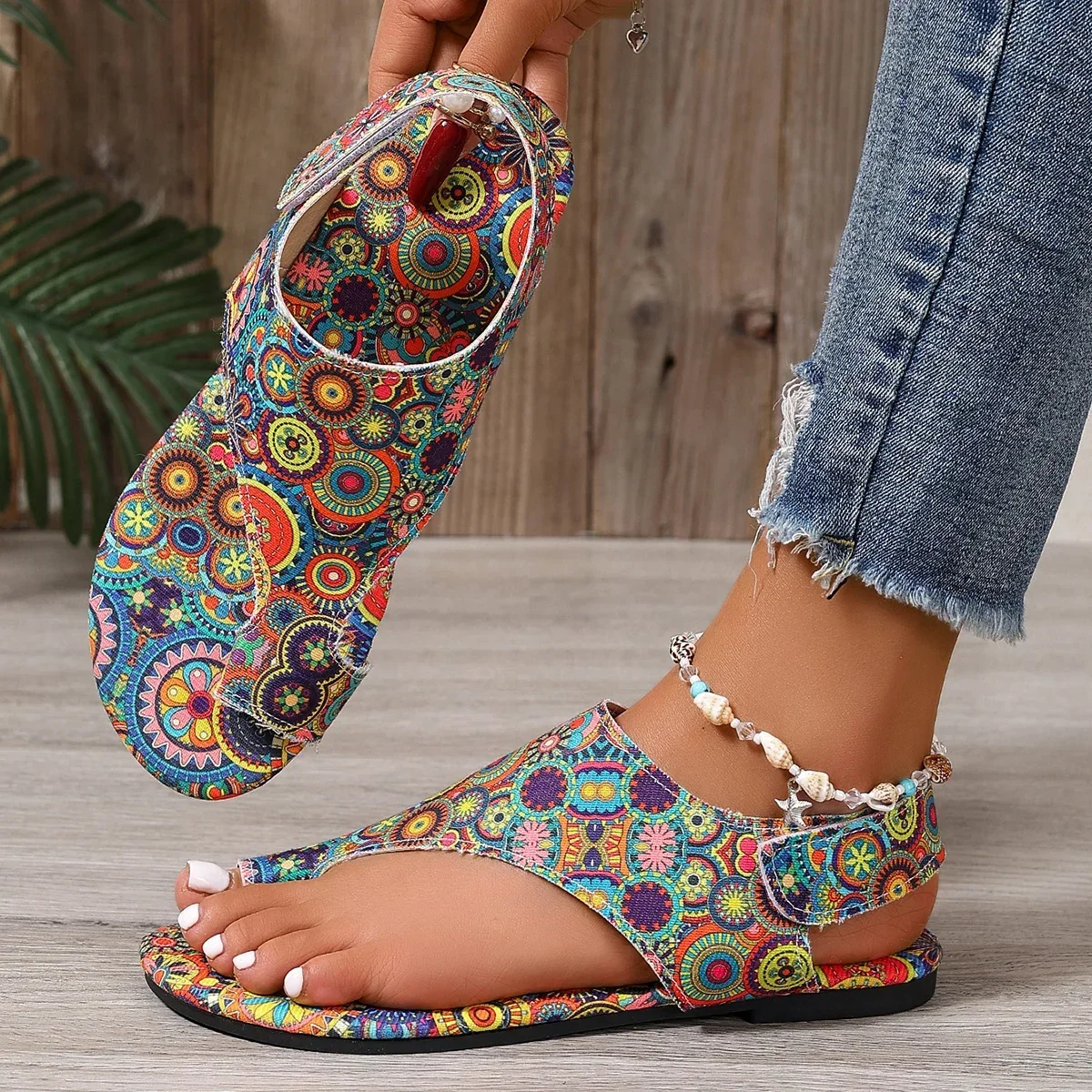 Women Flat Sandals Comfortable Flats Sandals Printed Bohemia Roman Style Shoes for Women Fashion Shoes Sandalias De Women Flat Sandals Comfortable Flats Sandals Printed Bohemia Roman Style Shoes for Women Fashion Shoes Sandalias De