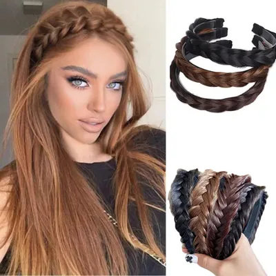 Women Hair Band Fishbone Braid Lazy Wig Twist Braid Headband Hairpin Bohemia Fashion Non-slip Headdress Bridal Hair