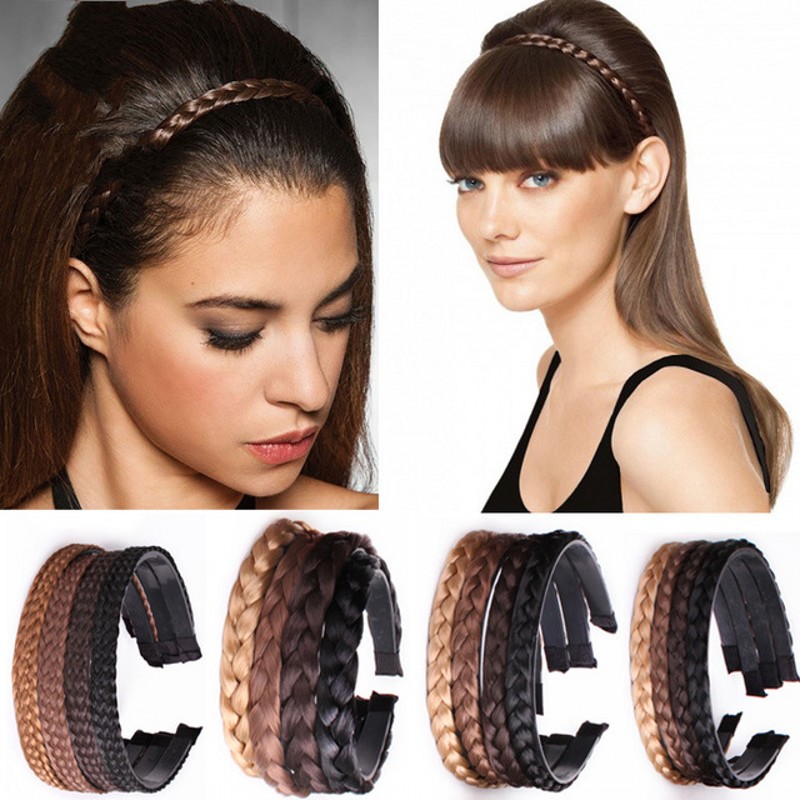 Women Hair Band Fishbone Braid Lazy Wig Twist Braid Headband Hairpin Bohemia Fashion Non-slip Headdress Bridal Hair