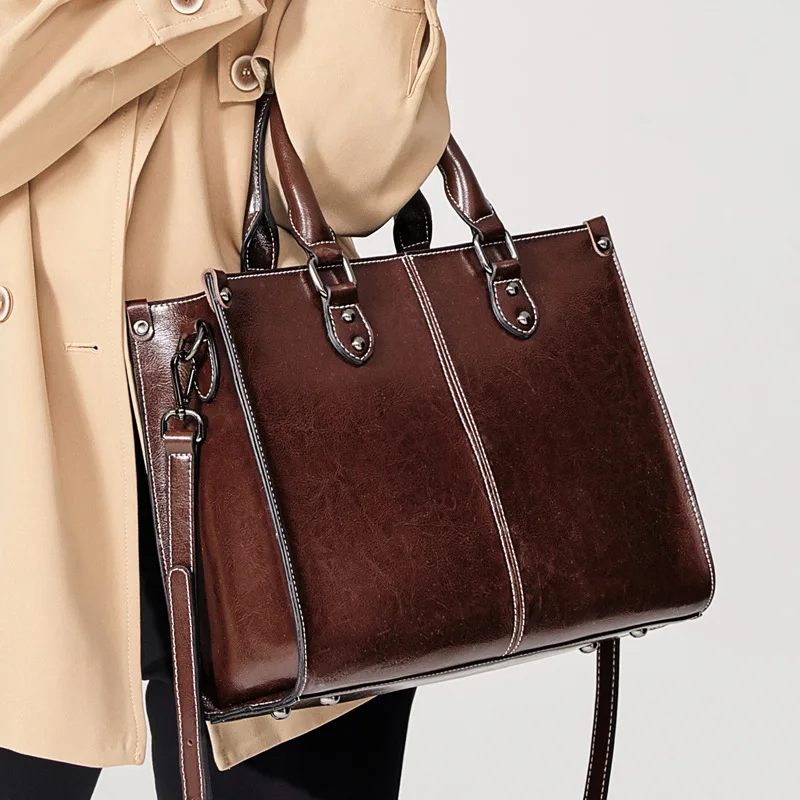 Women Handbag Cross Body Shoulder Tote Bag Genuine Leather Shopping Fashion Office Female Real Cowhide Messenger Top Women Handbag Cross Body Shoulder Tote Bag Genuine Leather Shopping Fashion Office Female Real Cowhide Messenger Top