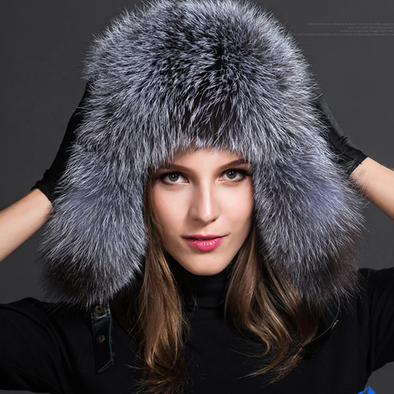Women Natural Raccoon Fur Caps Ushanka Hats for Winter Thick Warm Ears Fashion Bomber Pom Pom Hat Lady Real Fox Fur Cap Women Natural Raccoon Fur Caps Ushanka Hats for Winter Thick Warm Ears Fashion Bomber Pom Pom Hat Lady Real Fox Fur Cap