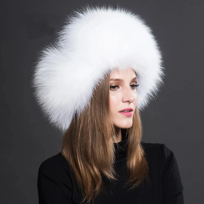Women Natural Raccoon Fur Caps Ushanka Hats for Winter Thick Warm Ears Fashion Bomber Pom Pom Hat Lady Real Fox Fur Cap Women Natural Raccoon Fur Caps Ushanka Hats for Winter Thick Warm Ears Fashion Bomber Pom Pom Hat Lady Real Fox Fur Cap