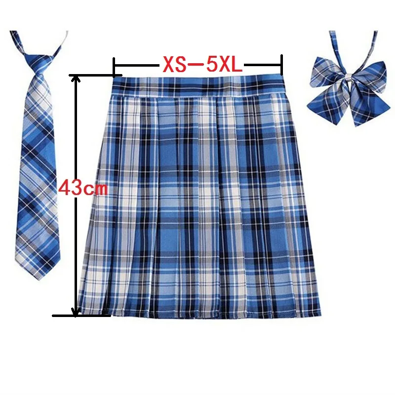 Women Plaid Pleat Skirt With Necktie Bowtie XXS- 5XL Harajuku Preppy Mini Japanese School Uniforms Girls Summer Jupe