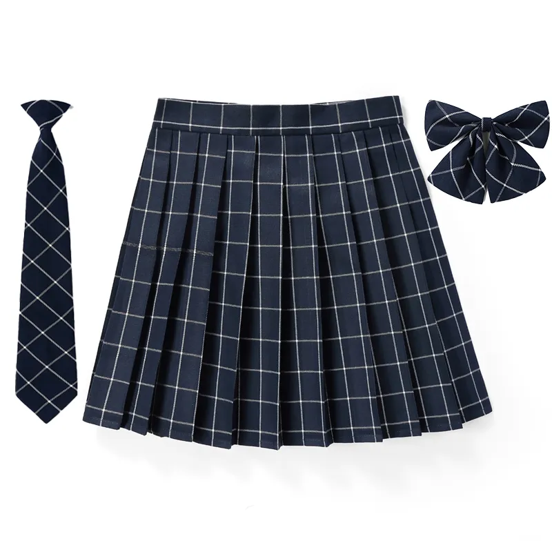 Women Plaid Pleat Skirt With Necktie Bowtie XXS- 5XL Harajuku Preppy Mini Japanese School Uniforms Girls Summer Jupe