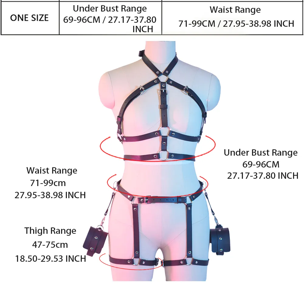 Women Sexy Body Harness Belt Bdsm Bondage Lingerie Garter Belt Leather Lingerie Leg Harness Punk Gothic Fetish Clothing