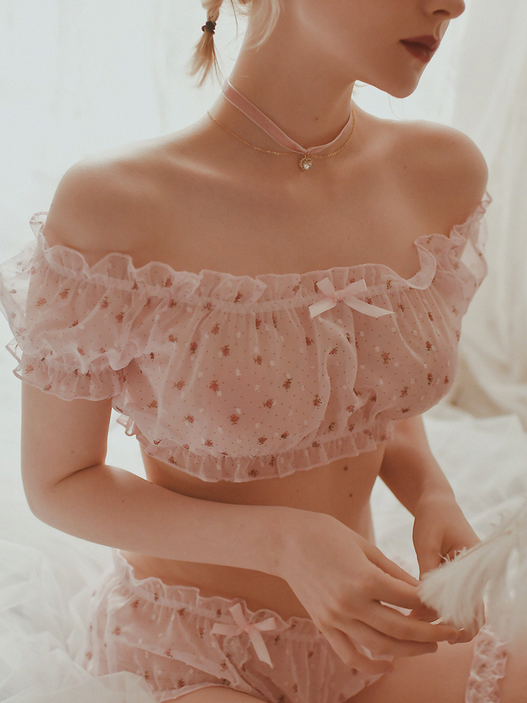 Women Sheer Stars Ultra Thin Gauze Ruffles Off Shoulder Sleeve Tops Shorts Leg Ring Underwear Set Temptation Sexy Women Sheer Stars Ultra Thin Gauze Ruffles Off Shoulder Sleeve Tops Shorts Leg Ring Underwear Set Temptation Sexy