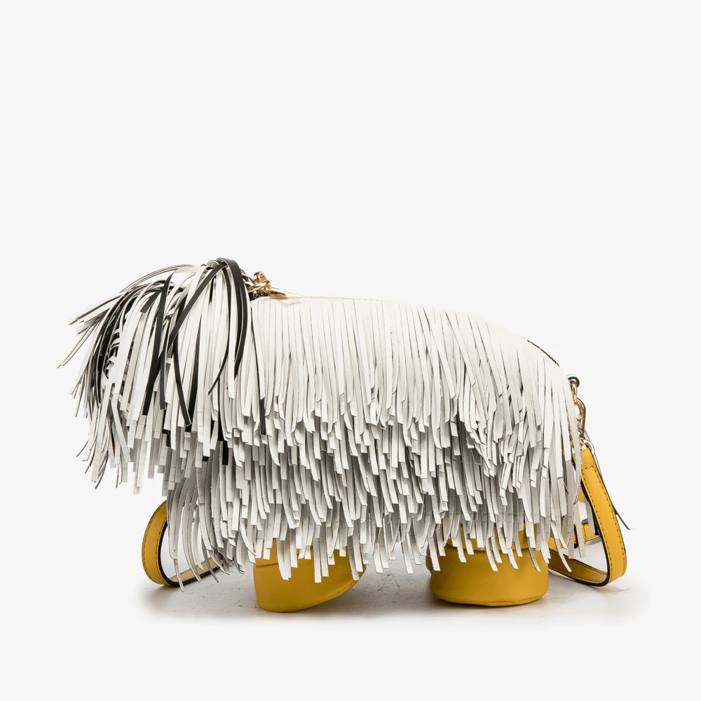 Women Shoulder Bag Funny Tassel Dog Doll Pu Leather Bag Novelty Crossbody Cute Bag