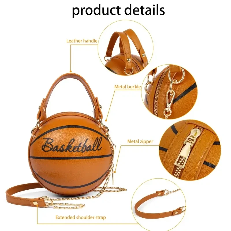Women Shoulder Bag PU Leather Chain Basketball Bag Letter Print Teenagers Handbag Fashion Crossbody Bags Female Women Shoulder Bag PU Leather Chain Basketball Bag Letter Print Teenagers Handbag Fashion Crossbody Bags Female