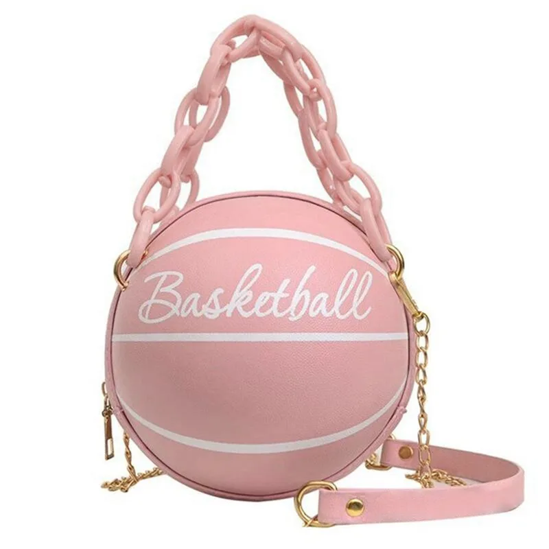 Women Shoulder Bag PU Leather Chain Basketball Bag Letter Print Teenagers Handbag Fashion Crossbody Bags Female Women Shoulder Bag PU Leather Chain Basketball Bag Letter Print Teenagers Handbag Fashion Crossbody Bags Female