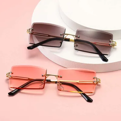 Women Square Rimless Sunglasses UV400 Protection Women Square Rimless Sunglasses UV400 Protection