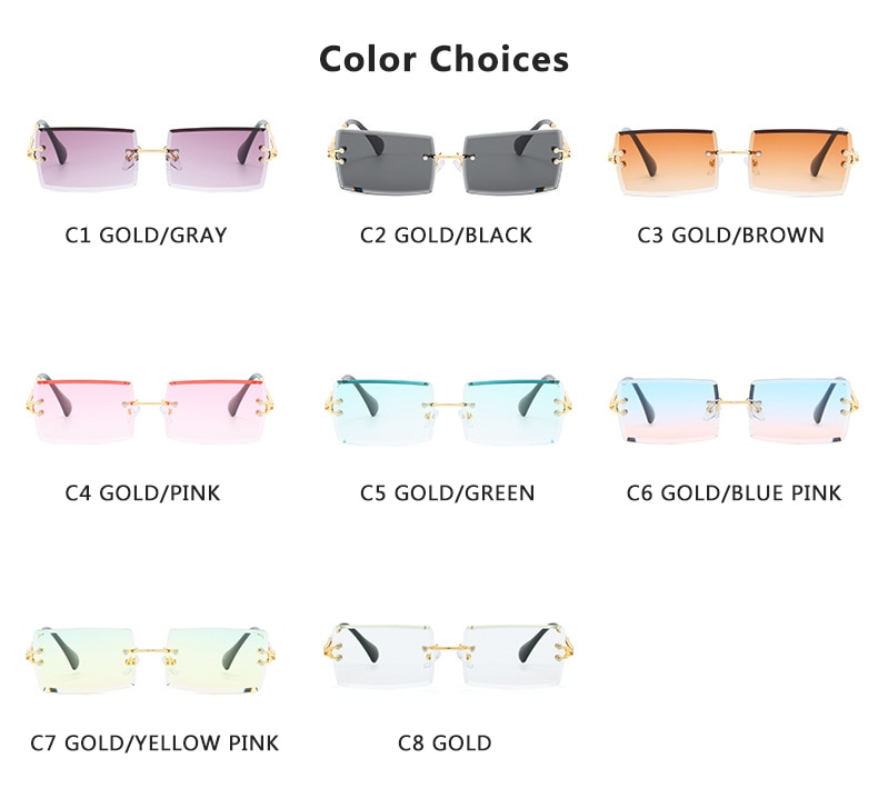 Women Square Rimless Sunglasses UV400 Protection Women Square Rimless Sunglasses UV400 Protection