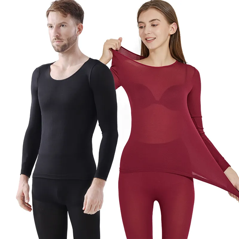 Women Traceless Thermal Underwear Set Unisex Intimate Pajamas Ultra-thin Winter Constant Temperature Long Sleeve
