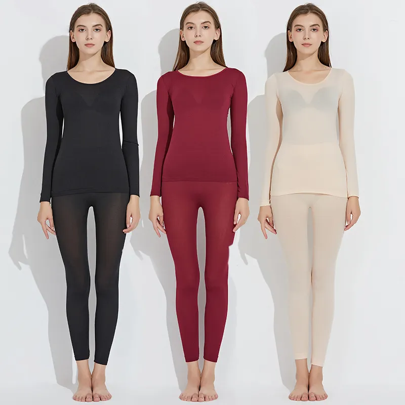 Women Traceless Thermal Underwear Set Unisex Intimate Pajamas Ultra-thin Winter Constant Temperature Long Sleeve