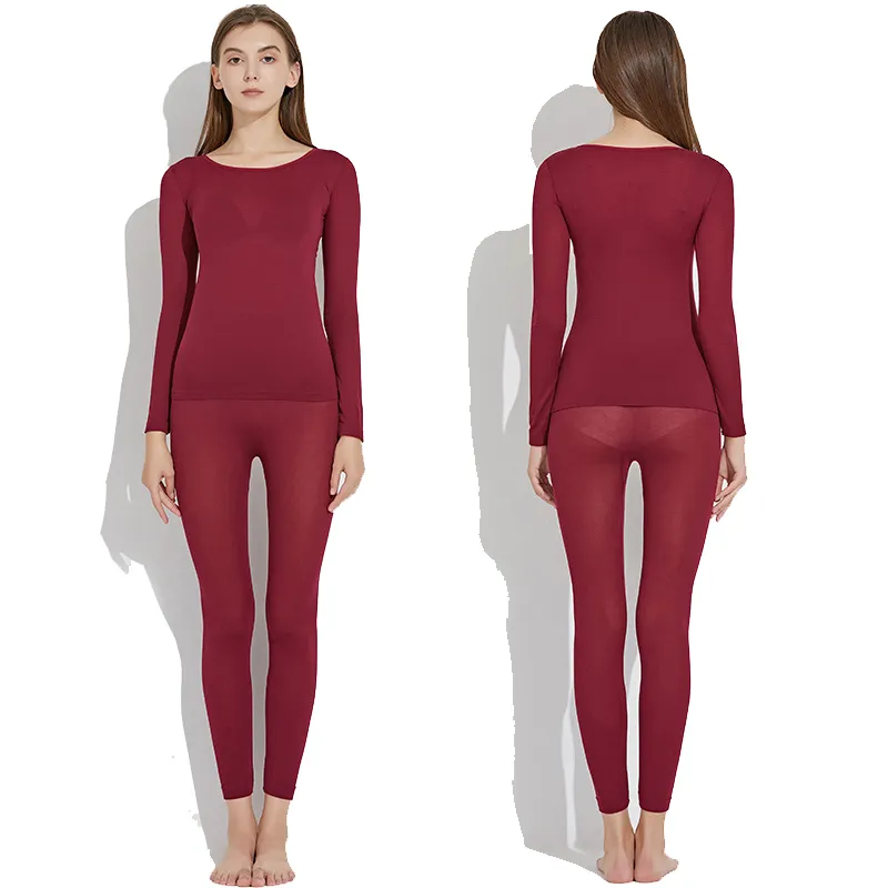 Women Traceless Thermal Underwear Set Unisex Intimate Pajamas Ultra-thin Winter Constant Temperature Long Sleeve