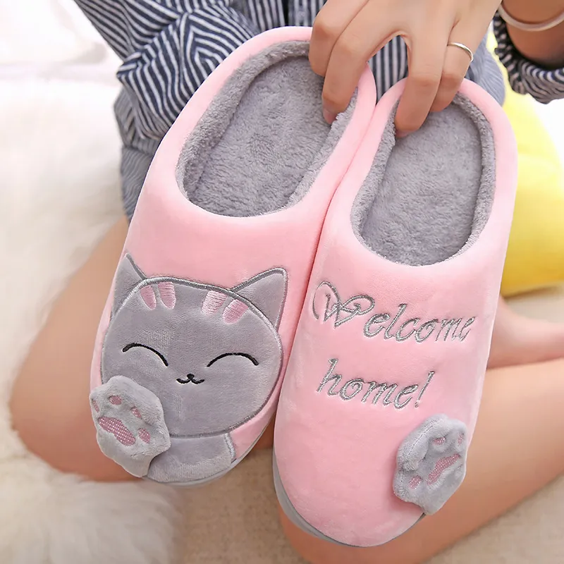 Women Winter Home Slippers Cartoon Cat Shoes Soft Winter Warm House Slippers Indoor Bedroom Lovers Couples Women Winter Home Slippers Cartoon Cat Shoes Soft Winter Warm House Slippers Indoor Bedroom Lovers Couples