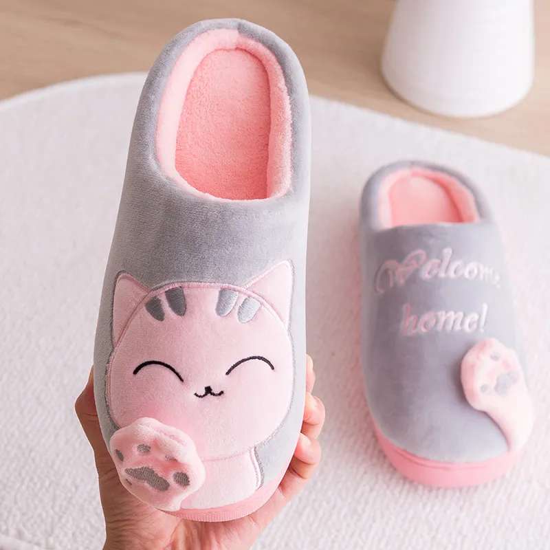 Women Winter Home Slippers Cartoon Cat Shoes Soft Winter Warm House Slippers Indoor Bedroom Lovers Couples Women Winter Home Slippers Cartoon Cat Shoes Soft Winter Warm House Slippers Indoor Bedroom Lovers Couples