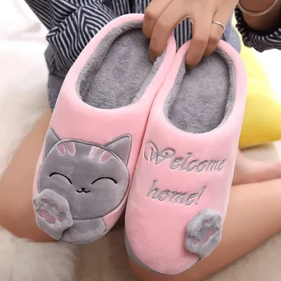 Women Winter Home Slippers Cute Cartoon Cat Non-slip Couples Warm Indoor House Floor Shoes Female Male Bedroom Plush Women Winter Home Slippers Cute Cartoon Cat Non-slip Couples Warm Indoor House Floor Shoes Female Male Bedroom Plush