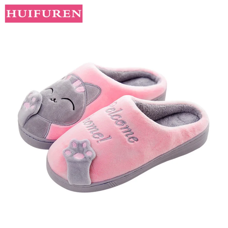 Women Winter Home Slippers Cute Cartoon Cat Non-slip Couples Warm Indoor House Floor Shoes Female Male Bedroom Plush Women Winter Home Slippers Cute Cartoon Cat Non-slip Couples Warm Indoor House Floor Shoes Female Male Bedroom Plush
