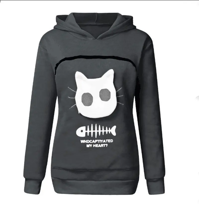 Women's Hooded Sweatshirt with Front Pocket for Carrying Cats or Small Dogs Women's Hooded Sweatshirt with Front Pocket for Carrying Cats or Small Dogs
