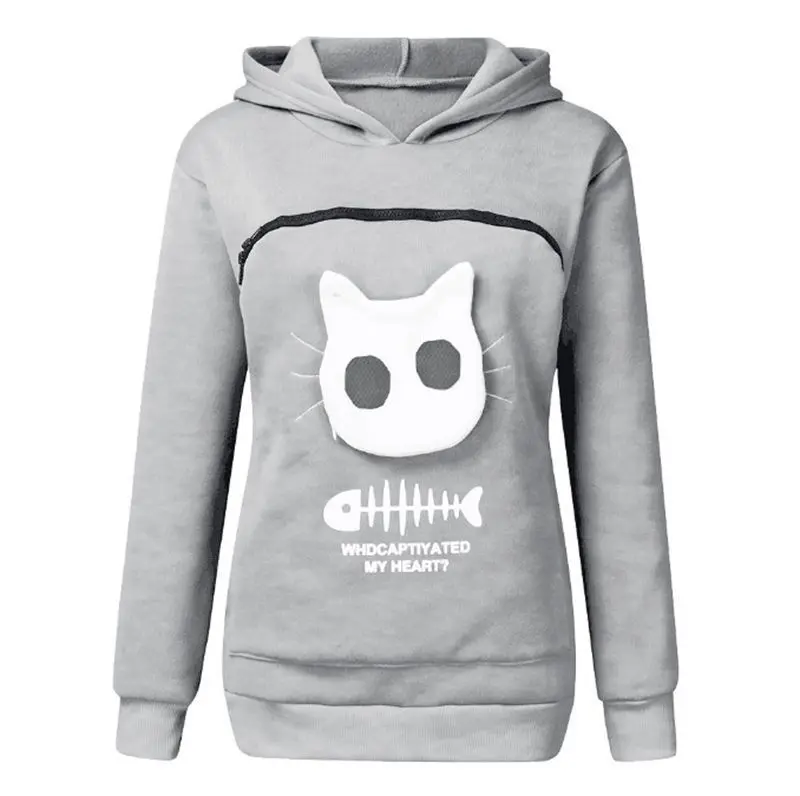 Women's Hooded Sweatshirt with Front Pocket for Carrying Cats or Small Dogs Women's Hooded Sweatshirt with Front Pocket for Carrying Cats or Small Dogs