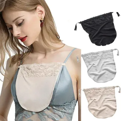 Women's Lace Wrap Chest Sexy Strapless Bra Cleavage Clip-on Camisole Insert Wrapped Chest Overlay Modesty Panel Fake