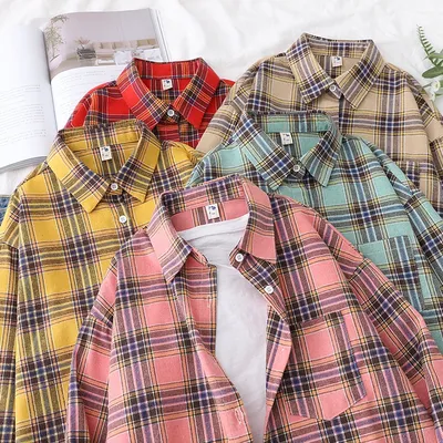 Women's Long Sleeves Plaid Shirt