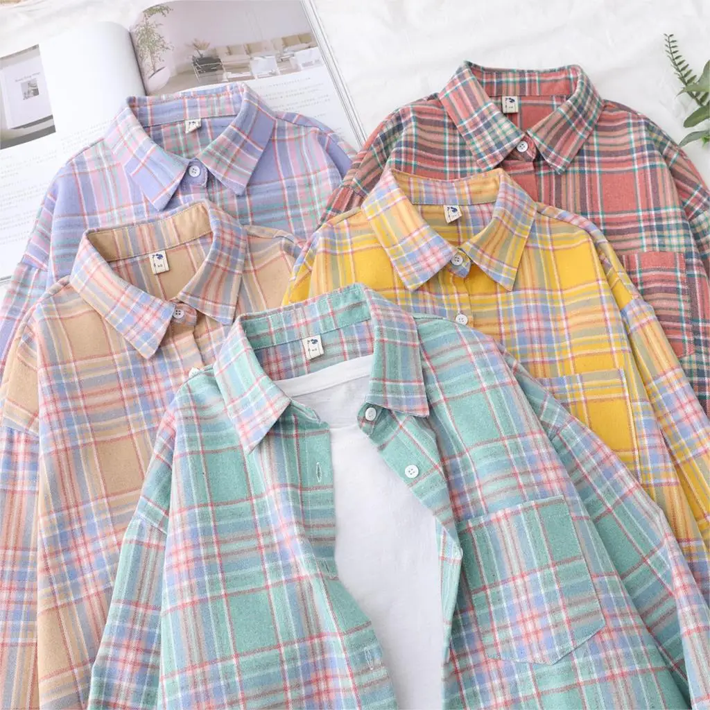 Women's Long Sleeves Plaid Shirt