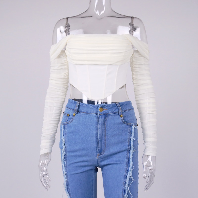 Womens Off Shoulder Blouse Crop Top Womens Off Shoulder Blouse Crop Top