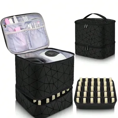Women's Portable Double-layer Nail Polish Storage Bag Organizer Travel Essential Oil Storage Box Multi-function Storage Women's Portable Double-layer Nail Polish Storage Bag Organizer Travel Essential Oil Storage Box Multi-function Storage