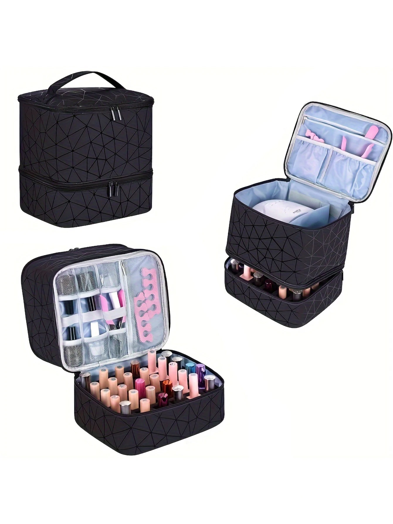 Women's Portable Double-layer Nail Polish Storage Bag Organizer Travel Essential Oil Storage Box Multi-function Storage Women's Portable Double-layer Nail Polish Storage Bag Organizer Travel Essential Oil Storage Box Multi-function Storage