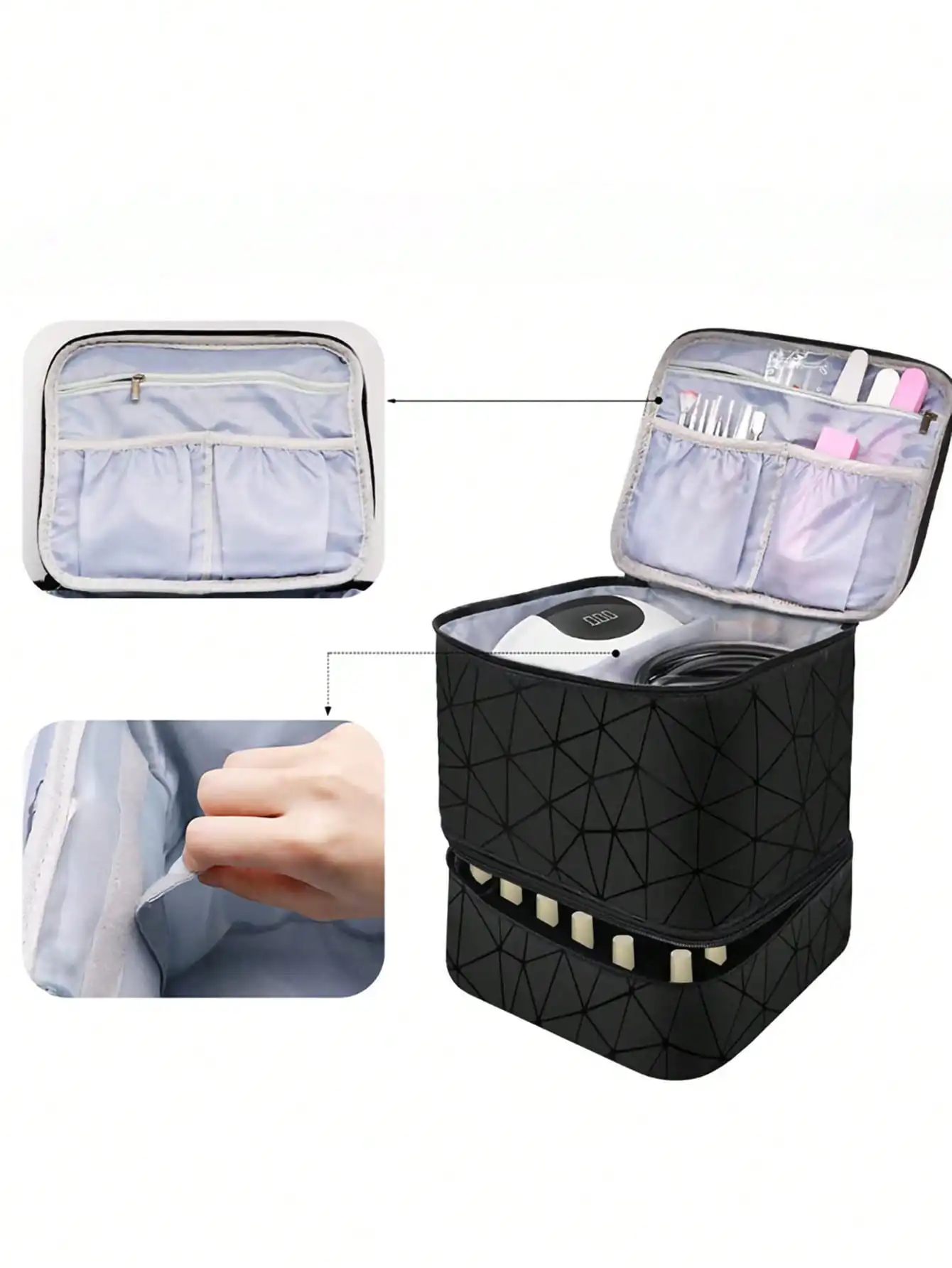Women's Portable Double-layer Nail Polish Storage Bag Organizer Travel Essential Oil Storage Box Multi-function Storage Women's Portable Double-layer Nail Polish Storage Bag Organizer Travel Essential Oil Storage Box Multi-function Storage