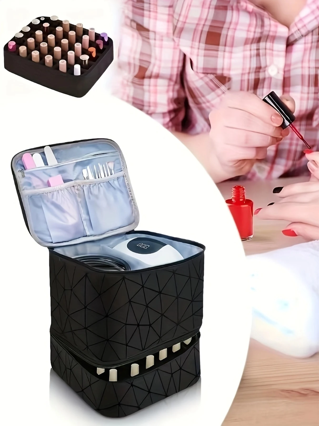 Women's Portable Double-layer Nail Polish Storage Bag Organizer Travel Essential Oil Storage Box Multi-function Storage Women's Portable Double-layer Nail Polish Storage Bag Organizer Travel Essential Oil Storage Box Multi-function Storage