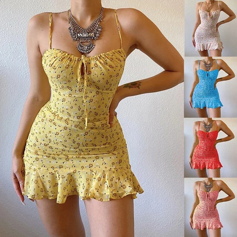 Women's Sexy Casual Home Small Floral Camisole Dress Summer Comfortable Skirt Women's Sexy Casual Home Small Floral Camisole Dress Summer Comfortable Skirt