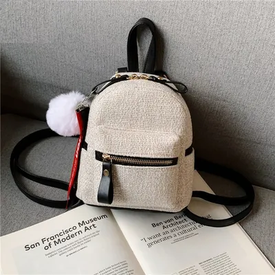 Womens Small Rucksack with Furball Charm Womens Small Rucksack with Furball Charm
