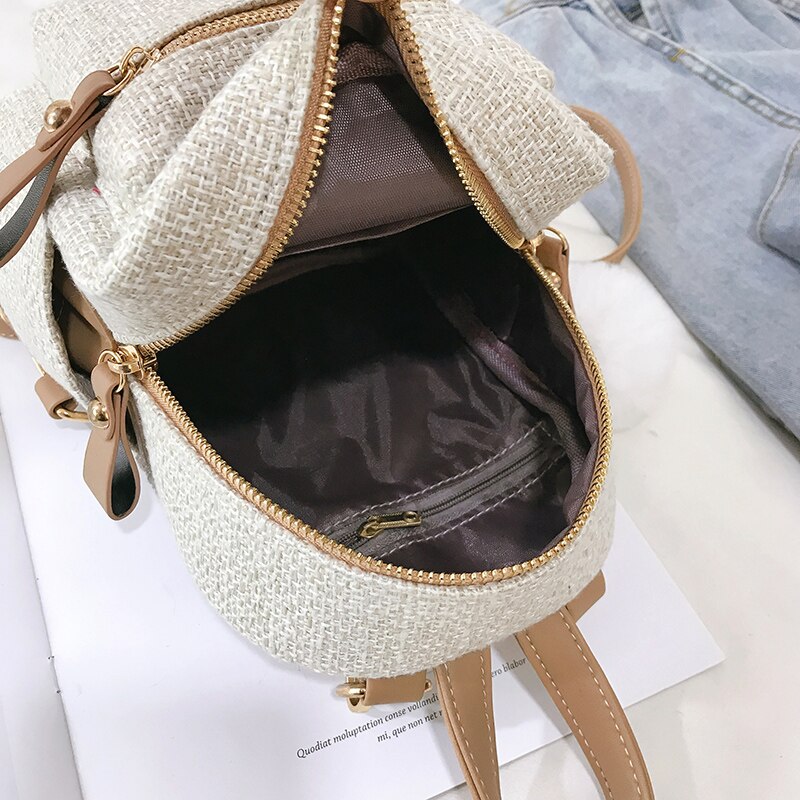 Womens Small Rucksack with Furball Charm Womens Small Rucksack with Furball Charm
