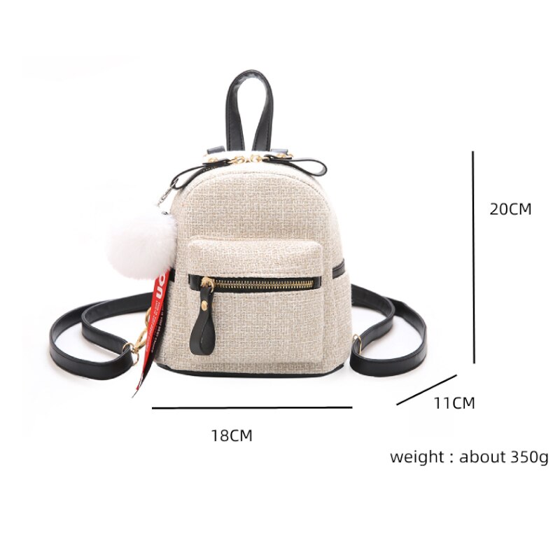 Womens Small Rucksack with Furball Charm Womens Small Rucksack with Furball Charm