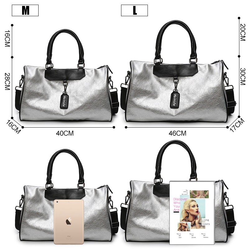 Womens Sports Bag Silver Duffle