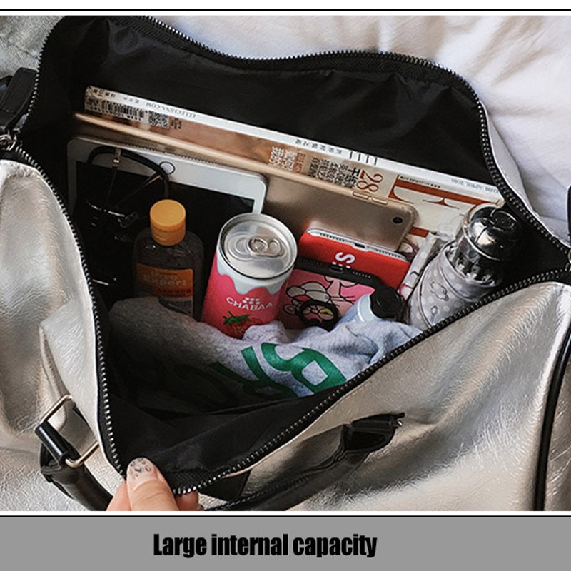 Womens Sports Bag Silver Duffle