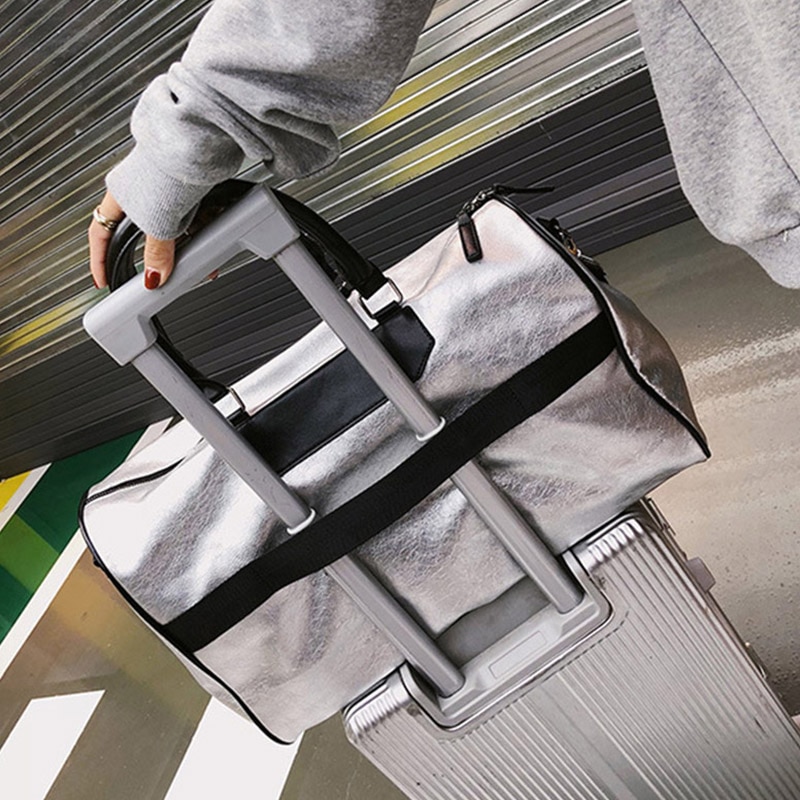 Womens Sports Bag Silver Duffle